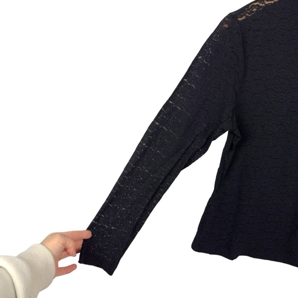 April Cornell Amelie Mock Turtleneck T-Shirt Floral Lace Black Sheer Size Medium - Picture 4 of 14